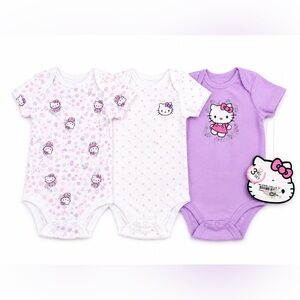 Hello Kitty Newborn Baby Girl Bodysuit 3-Pack